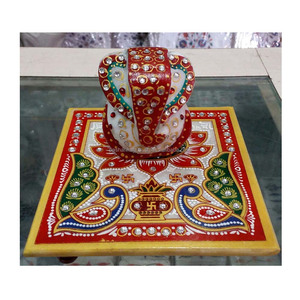 Mármol Pianted ídolo Ganesh Chowki - Product Image 1