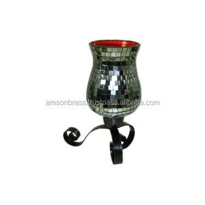 เชิงเทียนลายพายุเฮอริเคนทำมือโมเสกพร้อมกระจกสำหรับตกแต่ง - Product Image 6