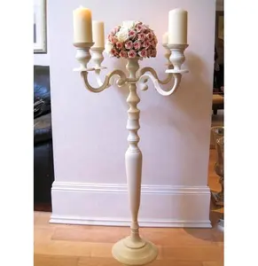 Centro de mesa de flores de boda, jarrones, candelabro blanco, soporte de vela de pilar para decoración de mesa de fiesta de boda, centros de mesa - Product Image 1