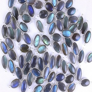 92.5 Silver Top Quality Natural Labradorite Blue Fire Gemstone Chain Connectors Blue Flash Oval Shape Beads Wholesale - Product Image 4