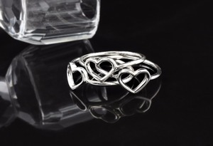 Bagues en argent blanc en forme de cœur, en argent Sterling 925, vente en gros - Product Image 2