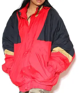 गर्मियों 90 एस महिला विंटेज windbreaker टीम जैकेट