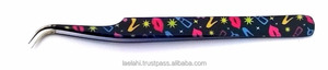 Juego al por mayor de 6 pinzas personalizadas de acero inoxidable 2026 para extensión de pestañas, rectas y curvas con punta doblada para uso en cejas - Product Image 3