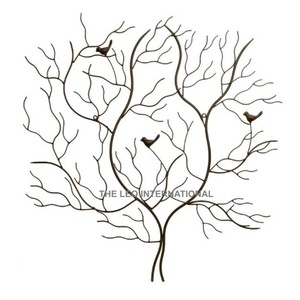 Art mural et fer métal pour salon chambre à coucher maison hôtel bureau restaurant banquet forme d'arbre 30x1x32 pouces - Product Image 1