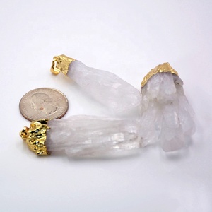 Natural <strong>Quartz</strong> Ice Cluster White Crystal Pendant Druzy <strong>Clear</strong> Raw Rough Stone Point Plated Unisex Jewellery <strong>Necklace</strong> - Product Image 5