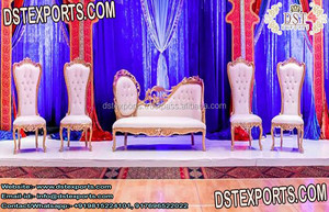 Canapé blanc sans dossier pour scène de Mehendi, design unique de luxe pour mariage, canapé italien sans dossier, canapé d'amour, fabrication en Californie, Royaume-Uni - Product Image 5