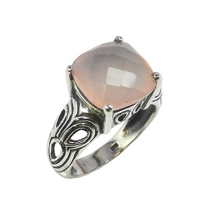 แหวนพลอยควอตซ์สีชมพูสวยงามเครื่องประดับเงินแท้925แข็งเครื่องประดับแฟนซีสวยงามแหวนเวอร์เมียล - Product Image 1