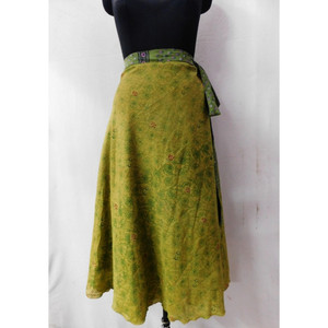 Jupe sari réversible en soie vintage pour filles, 2 couches, style bohémien, décontracté, de plage, à enrouler - Product Image 2