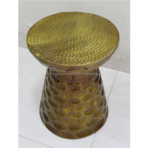 Tabouret d'Appoint de Coiffure Martelé Or Antique Mobilier de Salon Moderne en Aluminium Tables Basses en Métal pour Usage Domestique - Product Image 2