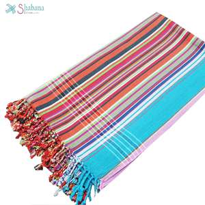 ผ้าขนหนูชายหาด Hammam สำหรับห้องอาบน้ำแฮนด์เมดหลากสีผ้าฝ้ายลายเคนยา Kikoy ขายส่ง - Product Image 1