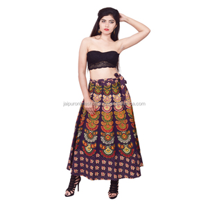 Jupe portefeuille indienne Sanganeri en coton pour adultes Jupe portefeuille grande taille à fleurs pour adultes - Product Image 1