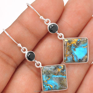 Pendientes Colgantes de Plata de Ley S925 Hechos a Mano con Turquesa Azul Natural, Estilo Vintage, Directo del Mayorista - Product Image 1