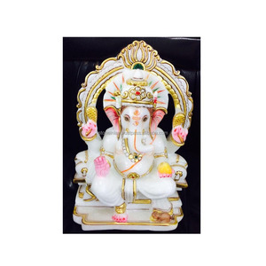 Marbre blanc Seigneur Ganesh Statue - Product Image 1