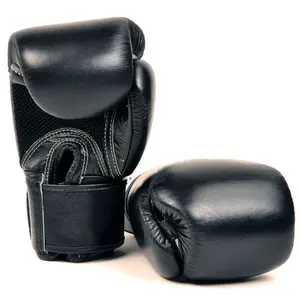 批发专业最新的独特专业黑色定制标志拳击手套透气功能与超保护拳击手套