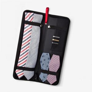 Étui noir en cuir PU Double fermeture à glissière, nouvelle sacoche à cravates - Product Image 1