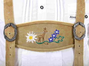 Customize OEM Bavarian Lederhosen <b>Short</b> Trachten Oktoberfest Loden Suede Women Unisex Real Genuine Leather Embossing - Product Image 5