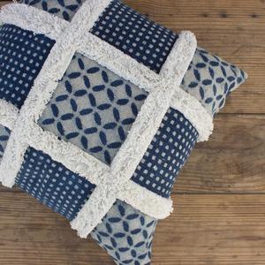 Beautiful Indigo Printed square Type Indigo Daabu <b>Tufted</b> Hand Dyed 45 X 45 CM <b>Cushion</b> <b>Cover</b> - Product Image 2