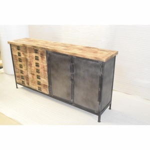 Armario de almacenamiento de aparador largo con Base de madera y hierro de diseño Industrial moderno más vendido para el aparador de la sala de estar del hogar - Product Image 1