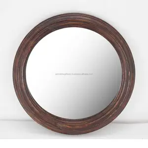 木质墙镜用天然木材抛光整理圆形简约设计优质家居装饰批发价格