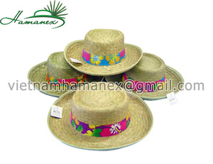 หมวกฟางใบปาล์มธรรมชาติปีกกว้างอุปกรณ์เสริมชายหาดตามสั่ง - Product Image 1