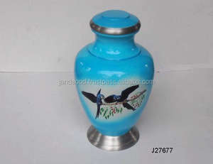 เหยือกใส่เถ้ากระดูกทำจากทองเหลืองและอลูมิเนียมทำด้วยมือสไตล์ยุโรปดีไซน์รูปนกทาสีด้วยมือสำหรับเก็บศพผู้ใหญ่ - Product Image 2