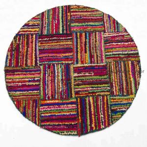 Alfombra colorida India, tapete redondo de alta calidad, precio al por mayor, fabricante en la India - Product Image 1