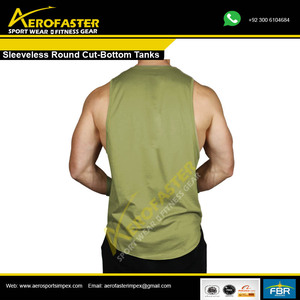 Hombres Rojo Sin mangas Ronda Cut-Bottom Tanks 100% Algodón Estilo de Verano - Product Image 4