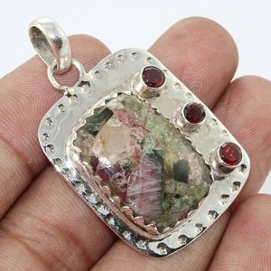 Pendentif en argent sterling 925, tourmaline, pendentif en pierre précieuse grenat, vente en gros, bijoux en argent, fournisseur d'exportation - Product Image 1