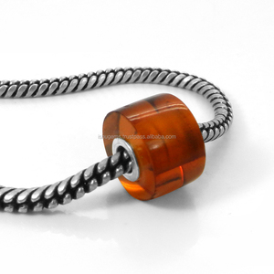 ลูกปัดพลอยซิทรีนธรรมชาติเข้ม16x10x4มม. รูกลมขนาดใหญ่พร้อมแกนเงินเรียบ IG10535สีเหลือง26.65ชุด - Product Image 2