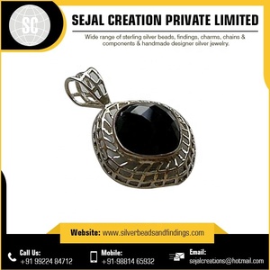 Pendentif en cristal de pierres précieuses en argent sterling d'Inde à vendre PAR LE VENDEUR ET FOURNISSEUR INDIEN - Product Image 3
