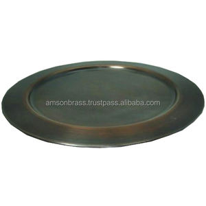 Assiettes de présentation en métal, fer, nickel, décor de table à manger, assiettes de présentation martelées assiettes de table - Product Image 3