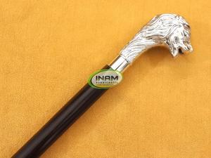 Handmade Vintage Style Wooden Foldable <b>Walking</b> <b>Stick</b> with Brass lion Head Handle / Wooden <b>Walking</b> Cane with Brass Lion Handle - Product Image 4