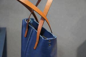 Sac fourre-tout en cuir souple bleu AM-0009, fourre-tout fait à la main, grand, pour hommes - Product Image 6