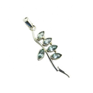 Pendentif en argent sterling 925 avec topaze bleue fait à la main, bijoux fins en argent, pendentifs et breloques pour femmes, cadeau de mode - Product Image 1