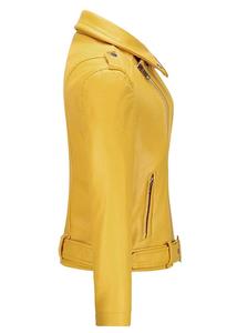 Winter Lapel Zip up Warm Outdoor Short Women's Fashion Leather Jackets & Coats/Ladies Fashion Leather Jacket - Product Image 4