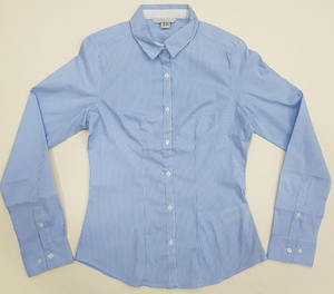 Camisa de oficina ajustada de algodón para mujer, moda de verano Formal a rayas para adultos, ropa de oficina en stock - Product Image 1