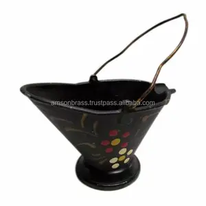 Seau à charbon imprimé contemporain Seau à charbon en métal de luxe Seau à charbon pour le nettoyage domestique Poignée en fil métallique - Product Image 1