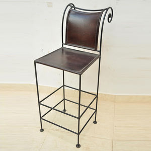 Chaise industrielle de luxe en bois et cuir, vente en gros - Product Image 6