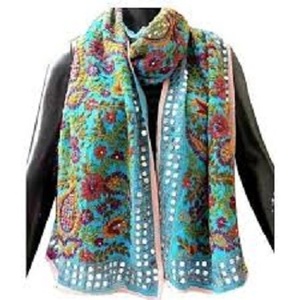 Mirror Embroidered Dupatta For Women And Girls Hijab <b>Shawl</b> Handmade <b>Wrap</b> Phulkari Dupatta for women - Product Image 4