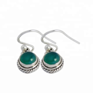 Nouvelle arrivée Boucles d'oreilles en pierres précieuses onyx vert de haute qualité Fabricant de bijoux en argent sterling 925 - Product Image 1