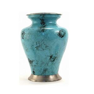 Belle urne en métal au design imprimé Urnes de cendres humaines commémoratives solides Urnes de cendres en laiton pur de qualité supérieure pour les services funéraires - Product Image 1