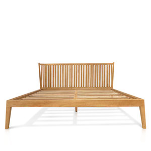 Lit plateforme avec tête de lit droite en teck massif - Product Image 2