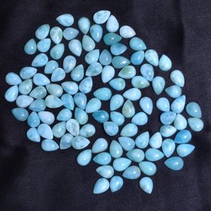 Cabochon de poire Larimar naturel 8x10mm bonne couleur traité thermiquement IGI certifié pierres précieuses en vrac pour la fabrication de bijoux calibrés - Product Image 2