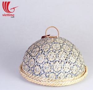 Tienda de paraguas protectora de cubierta de comida tejida redonda de bambú ecológica para alimentos - Product Image 1