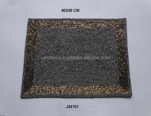 Mantel individual de cuentas de vidrio rectangular moderno con borde de sombra diferente disponible en más colores y patrones Mantel de vajilla de mesa - Product Image 2