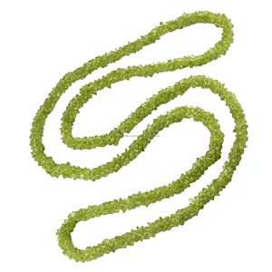 Agosto birthstone raw peridoto gemstone long strand collana fatta a mano produttore e all'ingrosso dall'india