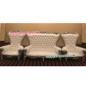 Conjunto de muebles de madera tallados para boda, conjunto de sofás de estilo de bollwood, plateados, modernos, para recepción y escenario - Product Image 1
