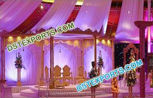 Mandap en bois sculpté pour mariage gujrati, mandap à deux piliers sculpté à la main, mandap en bois sculpté pour mariage royal, Londres - Product Image 2