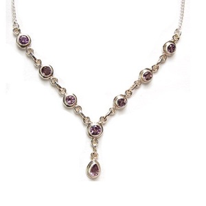 อเมทิสต์สร้อยคอเงิน925เงินสเตอร์ลิงเครื่องประดับสร้อยคอ - Product Image 1