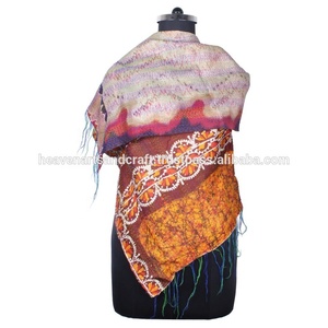 Kantha-Écharpe de travail en soie faite à la main, style vintage SC1231, en coton, cousue à la main, pour fille - Product Image 2